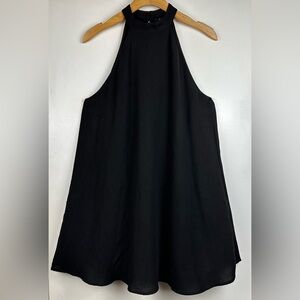 Forever 21 Black Halter Neck A-Line Dress Size Medium Classic Witchy Boho Goth